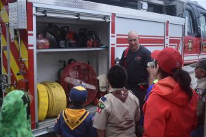 Volunteer Fire Chief Troy Maness teaching local Scouts.