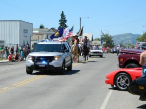 East Helena Valley Rodeo Parade, Police Cruiser Leading at the start.