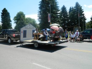 the East Helena Historical Society float facing the judges.