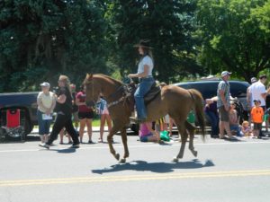 East Helena Valley Rodeo Parade, a single horse rider enjoying the day.