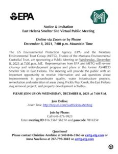 EPA and METG Public Notice for December 8th, 2021 Public Meeting.