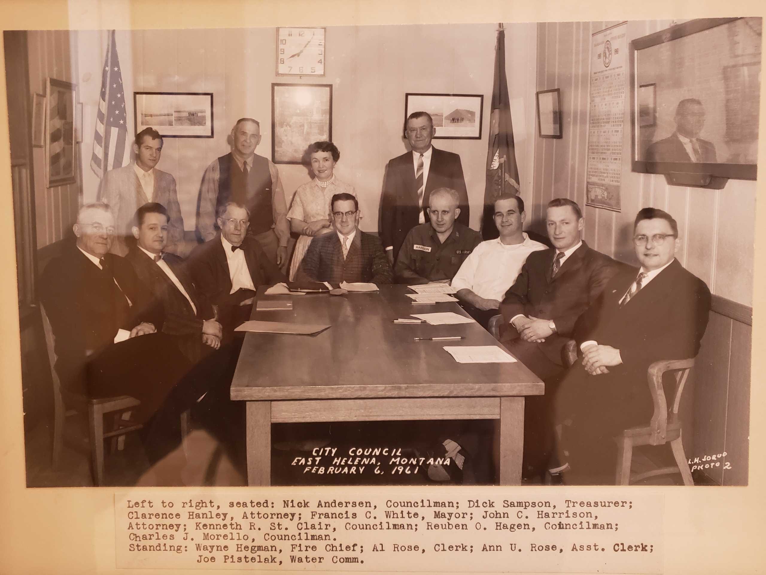 Twelve members of the 1961 East Helena City Council.